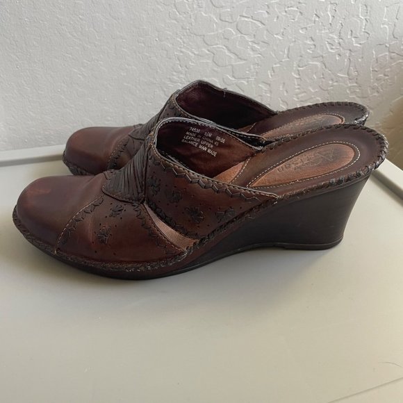 Clarks Brown Artisan Collection Women's Leather Clogs Slip-Ons US 9.5M Mules - Picture 5 of 10